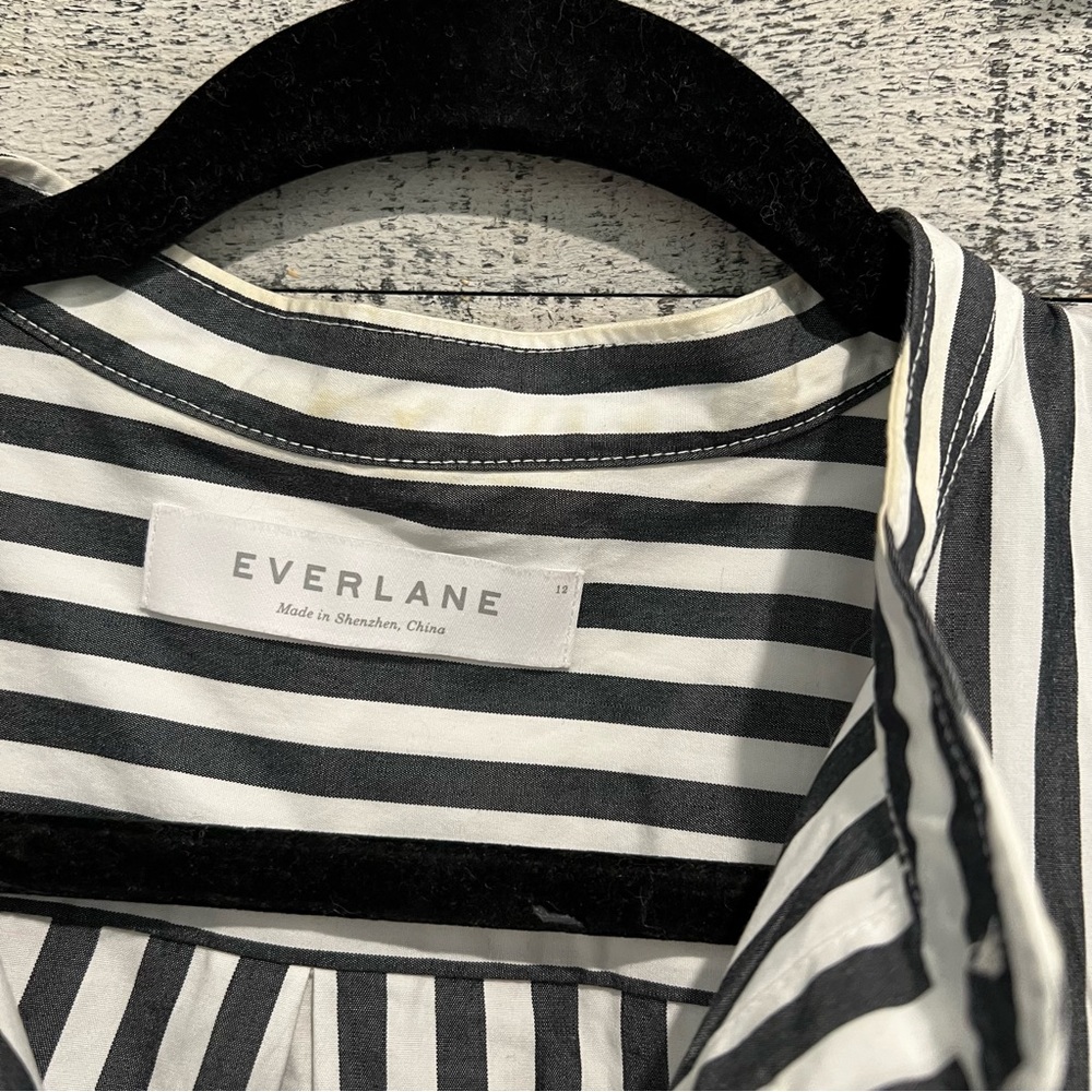 Everlane Black and White Striped Shirt Dress - Picture 8 of 8